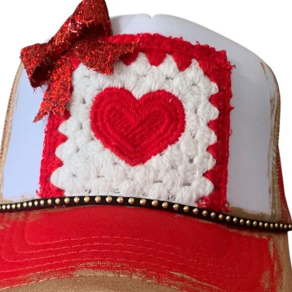 Valentine Trucker Ball Caps One Of A Kind Hand Painted Stoned